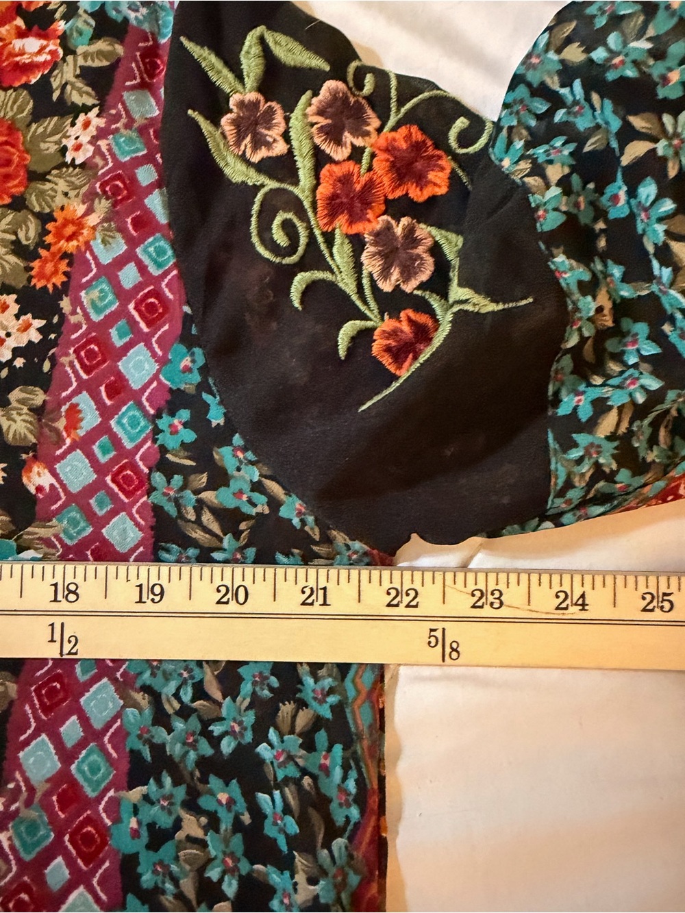 Avani Del Amour Embroidered Sheer Patchwork Floral Tunic Blouse Boho Artsy - Picture 10 of 13